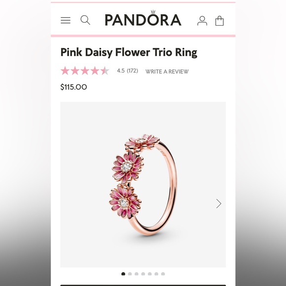 PANDORA Pink Daisy Flower Trio Ring - Picture 1 of 7